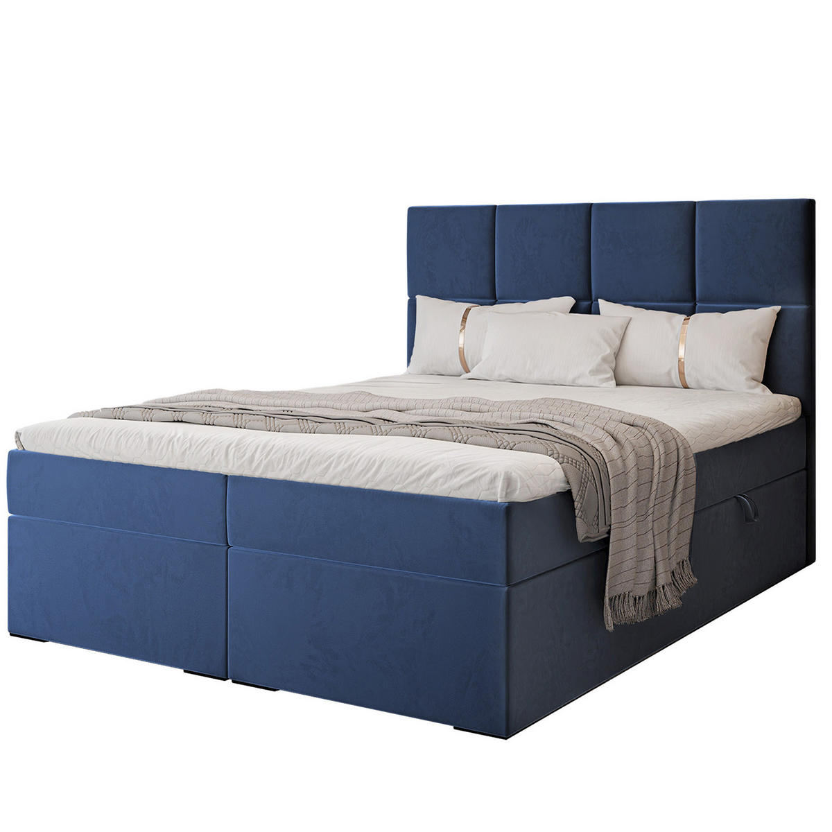 BOXBETT 120x200 cm mit Topper - Blau, Textil (140/200cm) - Idohome