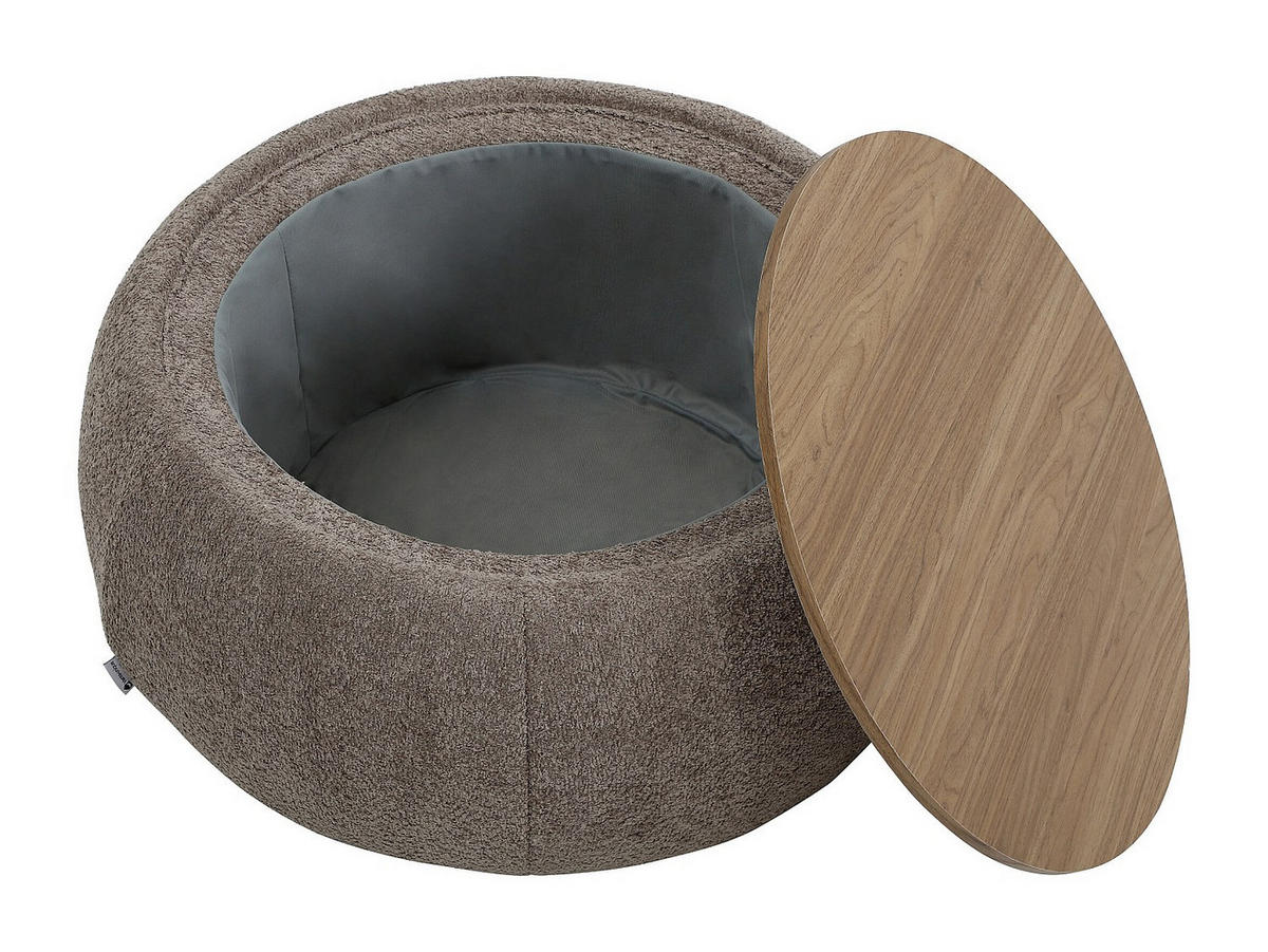 COUCHTISCH - 85 cm x 85 cm - Holz, Platte, Stoff - Taupe - SORIELI - Taupe, Holz/Holzwerkstoff (85/85/37cm) - Vente-Unique