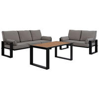 GARTENMÖBEL-SET ELBA: 1x Tisch, 2x Sofa - Grau - Grau, Textil - MKS