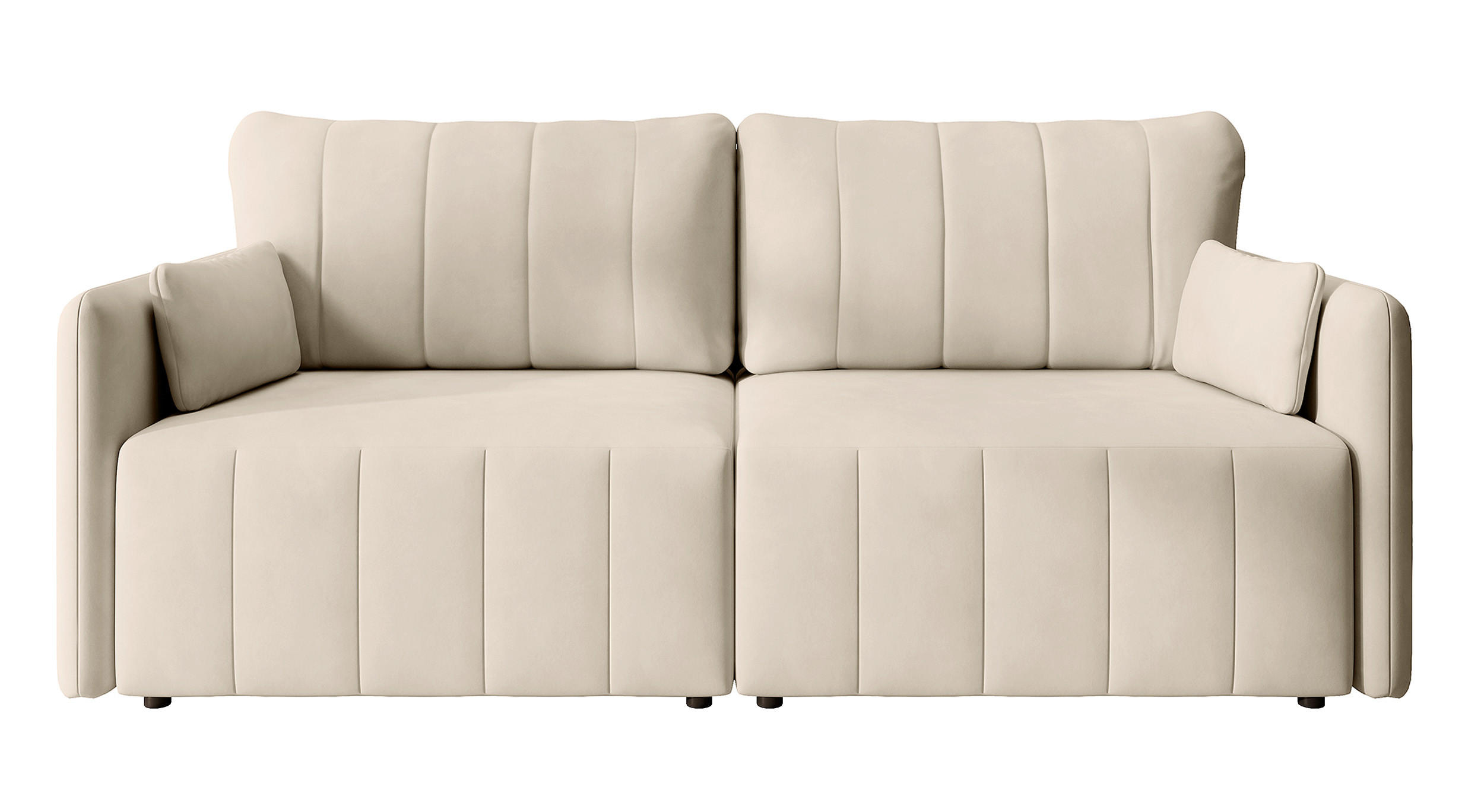 SCHLAFSOFA Pierra Cremeweiß hydrophober Samt - Creme/Schwarz, Kunststoff/Textil (215/100/112cm) - Selsey