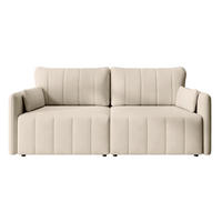 SCHLAFSOFA Pierra Cremeweiß hydrophober Samt - Creme/Schwarz, Kunststoff/Textil (215/100/112cm) - Selsey