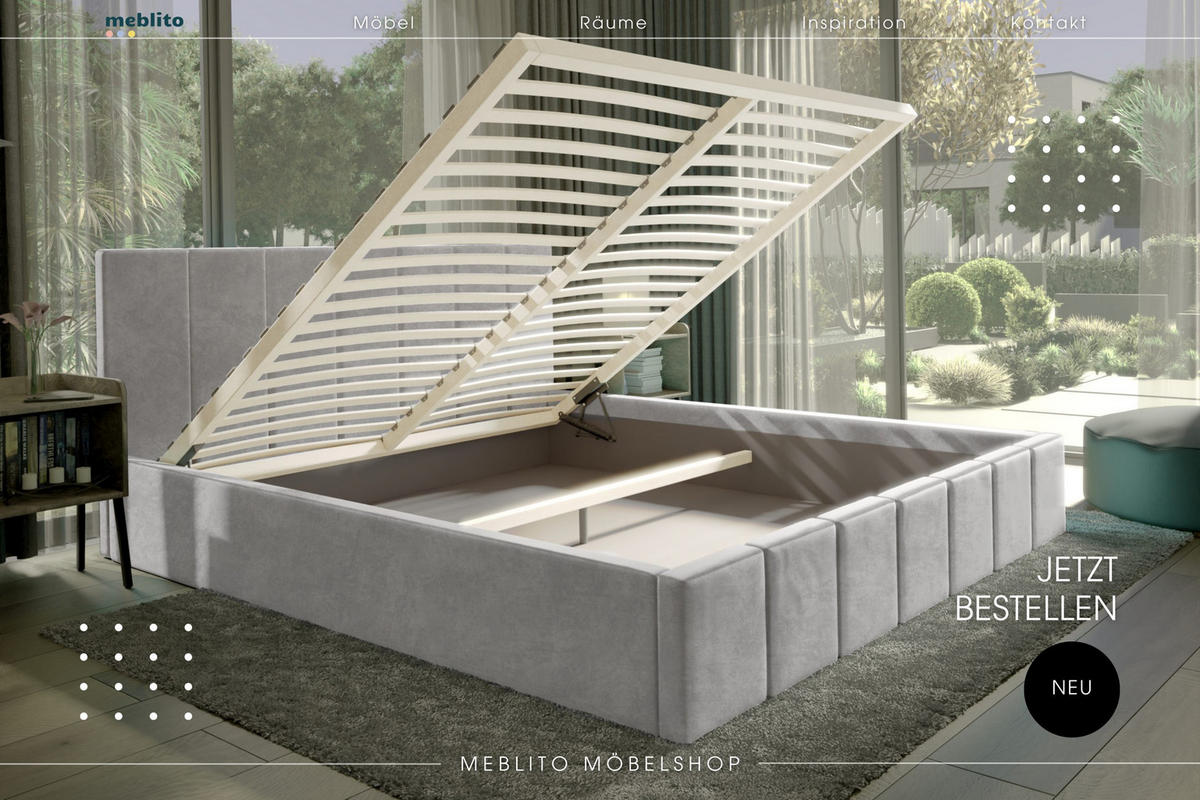 POLSTERBETT aus Velvet Sandvika Hellgrau 120x200 cm - Hellgrau, Textil (120/200cm) - Meblito