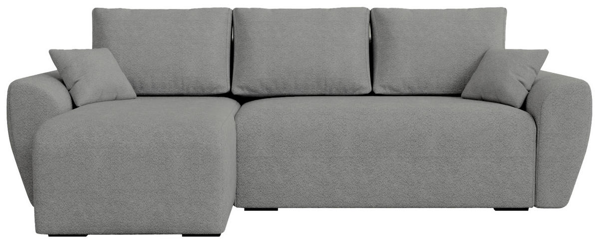 ECKSOFA Rotterdam mit Schlaffunktion Grau Bouclé - Grau, Textil (238/141cm) - Bromarkt