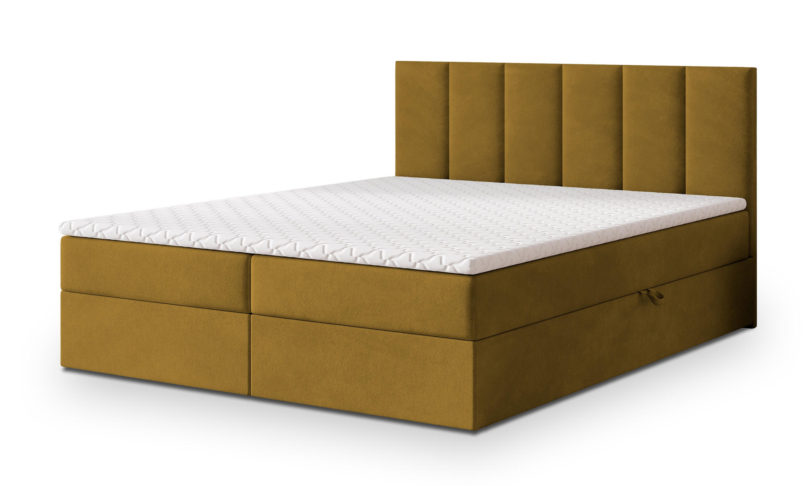 BOXBETT MERIL 160x200 cm mit Matratze und Topper - Gelb - Gelb, Holz (160/200cm) - MASSENO