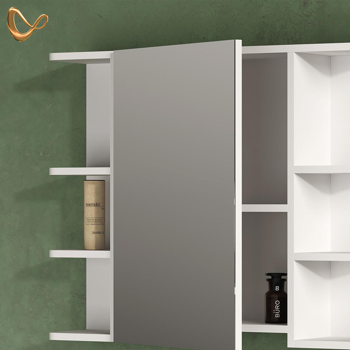 BADMÖBEL-SET Fucino Weiß 3 Teile, mit Midischrank Tür klein - Weiß, Holzwerkstoff (80/54/32cm) - Livinity®