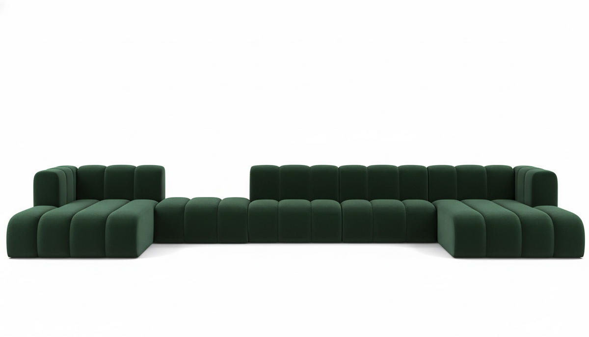 ECKSOFA U-Form Grand U Big XL 500 cm, Velourstoff Salvador, Grün - Grün, Holz (500/179cm) - Kaiser Möbel