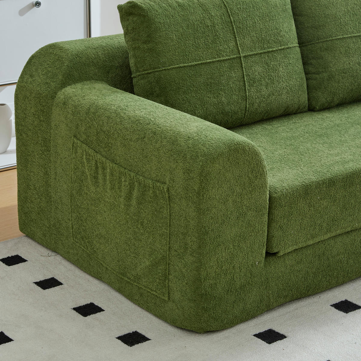 2-SITZER SCHLAFSOFA Samt Grün klappbar - Olivgrün, Textil (179/61.5/95cm) - WISHDOR