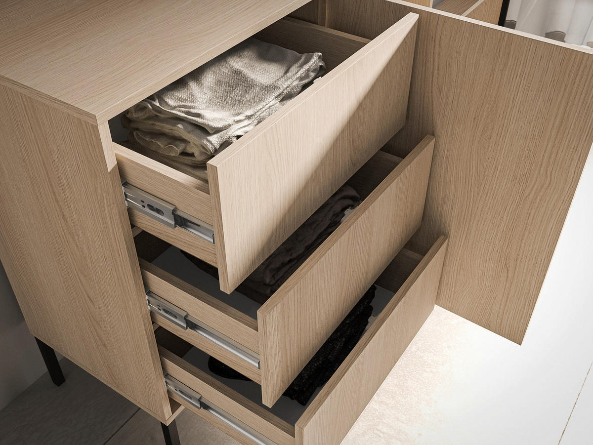 SIDEBOARD Barnee Eichenholzoptik 160 cm - Beige/Schwarz, Holzwerkstoff/Metall (160/86/40cm) - Selsey