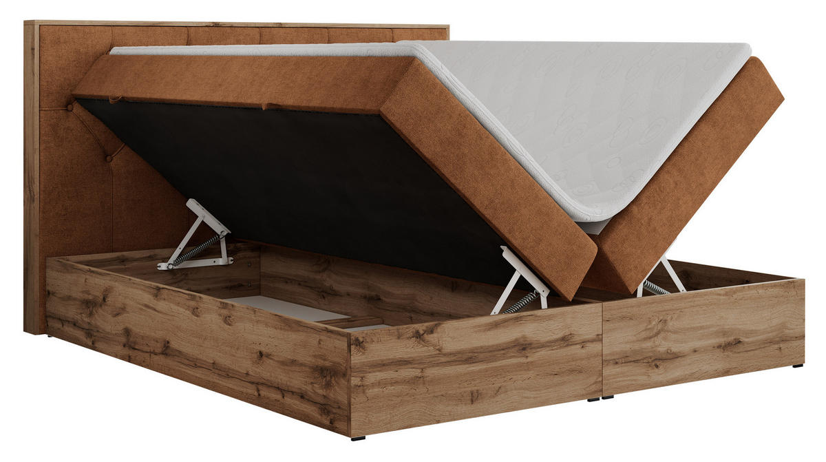 BOXBETT VENETO 180/200 Orange Struktur - H3 - Orange, Holz/Textil (180/200cm) - MKS