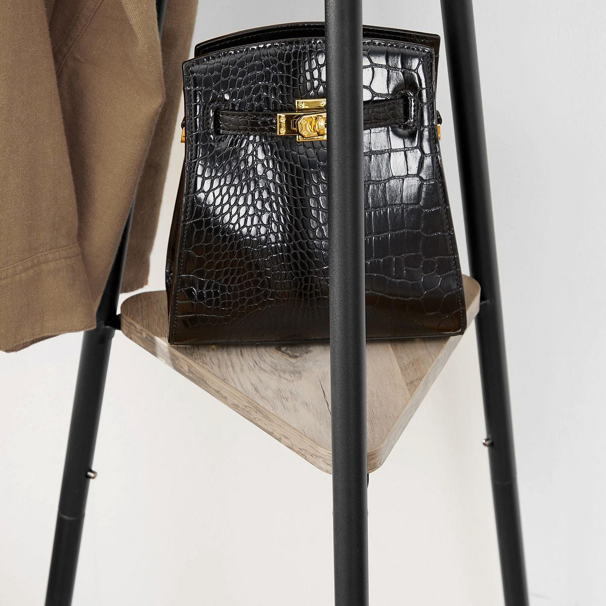 GARDEROBENSTÄNDER - Schwarz, Holzwerkstoff (49.5/179/49.5cm) - Hansiro