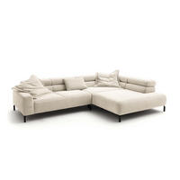 ECKSOFA MIT MOTORISCHEM SITZVORZUG DELIA Cremeweiß Cord - Creme/Schwarz, Textil/Metall (312/219cm) - KAWOLA