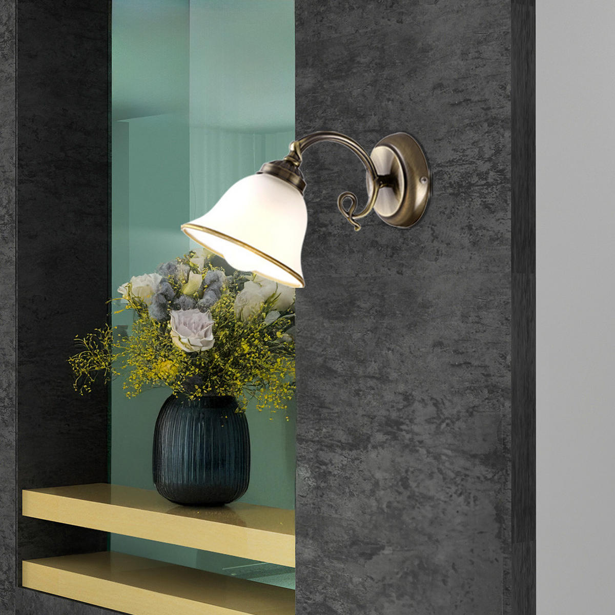 LED WANDLEUCHTE Odin Messing satiniert - Messingfarben, Glas (16/18/30cm) - Globo Lighting