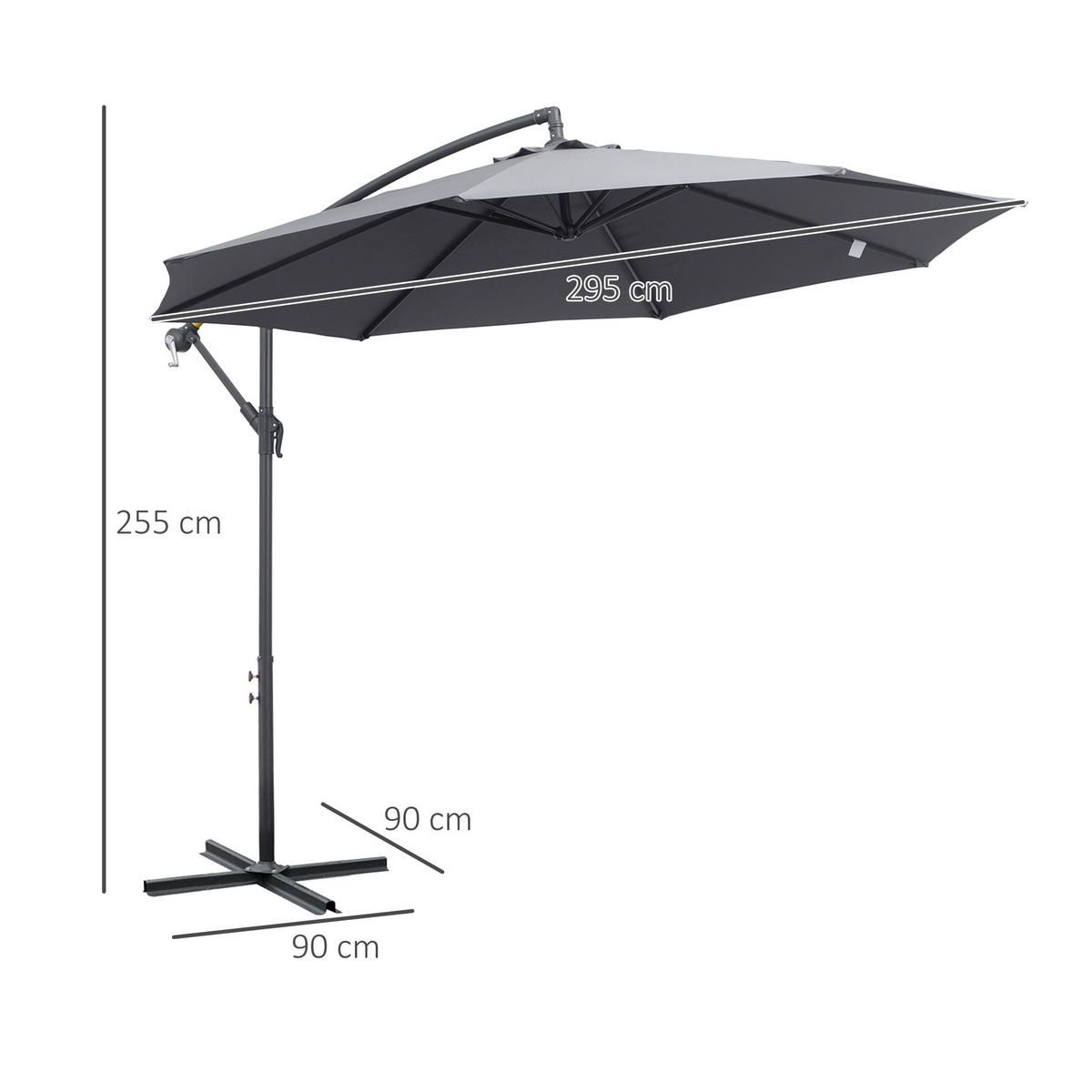 AMPELSCHIRM Grau Ø 295 cm - Grau, Textil (295/295cm) - PANGIVO