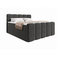 BOXSPRINGBETT Carenzo 2 Anthrazit 200/200 cm H2/H3 mit premium Topper - Anthrazit, Textil (200/200cm) - wonello