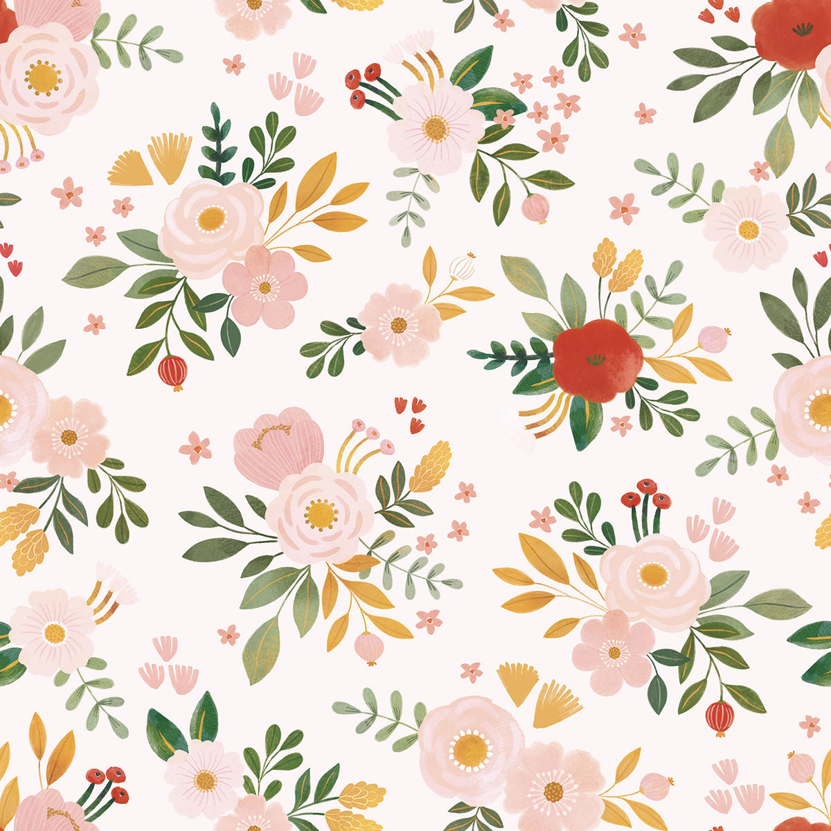 VLIESTAPETE Alysse, hübsche Blumensträuße 50 cm x 10 m, mehrfarbig - Pink/Rosa, Papier (1000/50cm) - Lilipinso