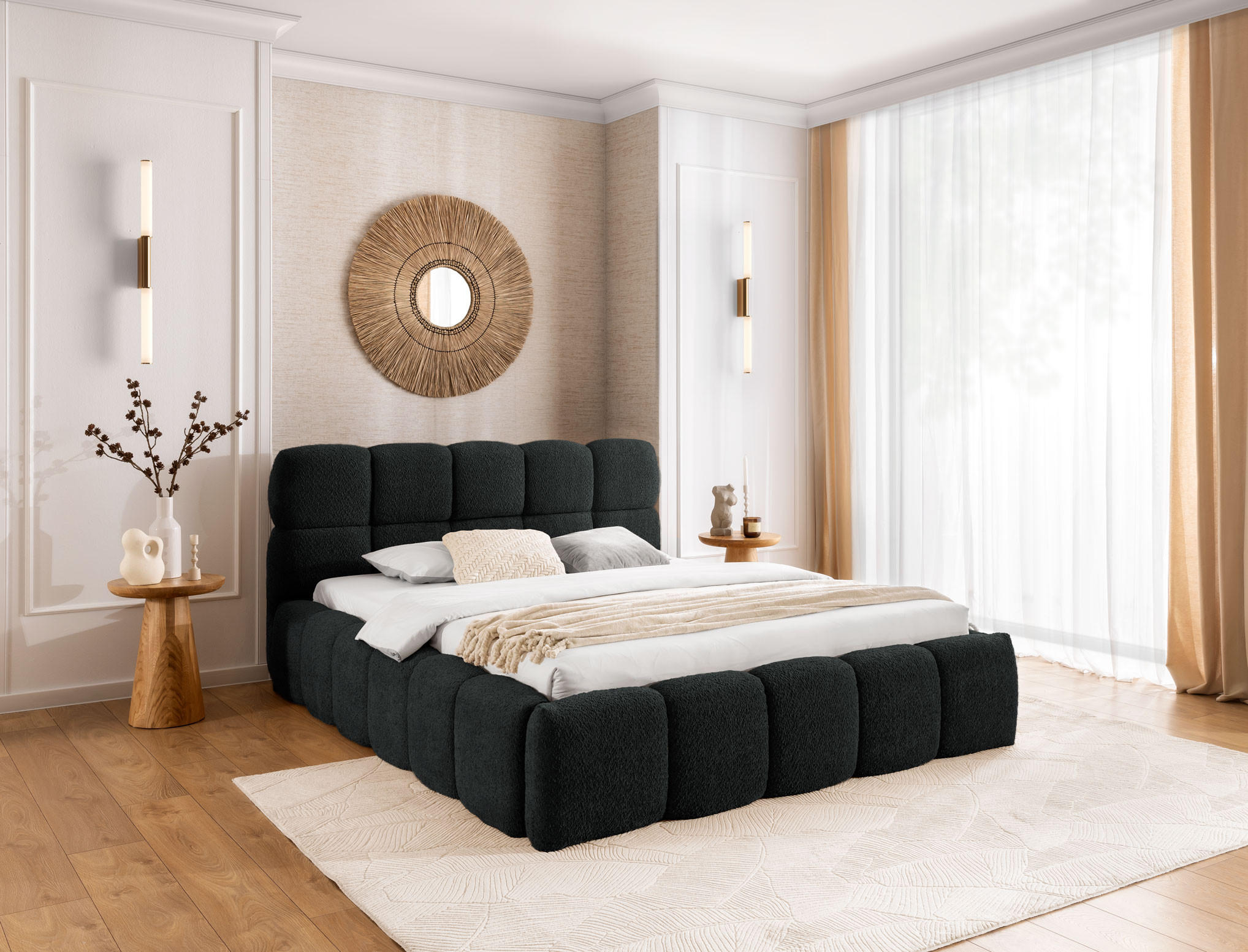 POLSTERBETT SOPHIE - Schwarz - Schwarz, Textil (140/200cm) - AN-Moebel 4u