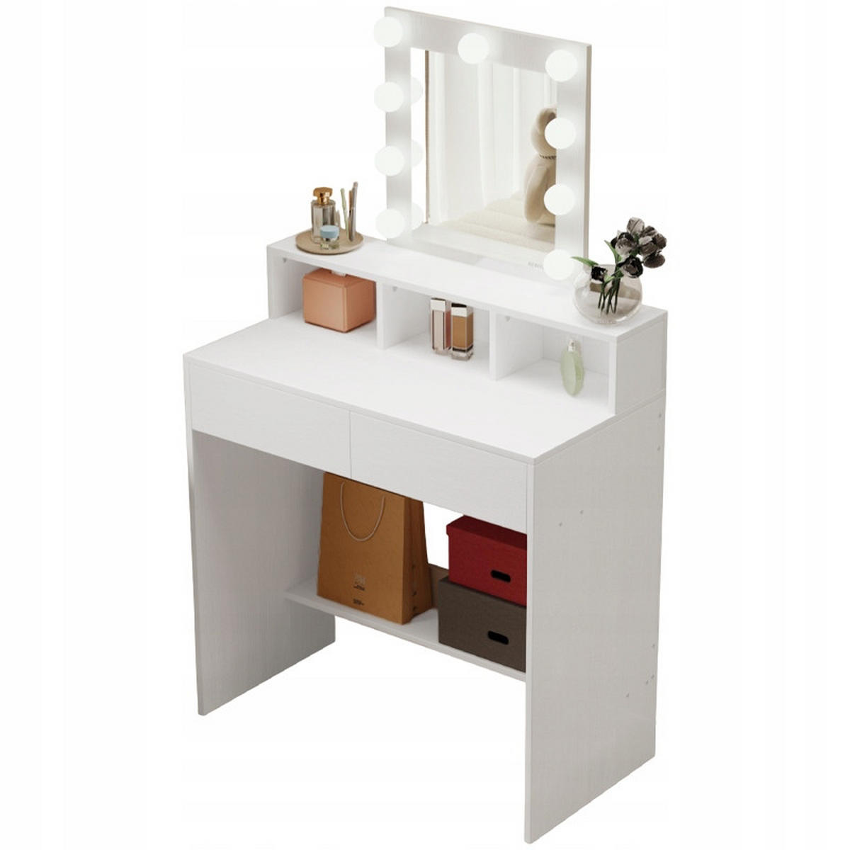 SCHMINKTISCH weißer 40/80/145 cm - Weiß, Holzwerkstoff (80/145/40cm)