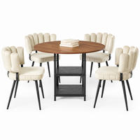 ESSTISCH-SET 4-tlg. 107 cm Nussbaumoptik Hellbraun - Hellbraun, Metall (107/75/107cm) - Meubliv