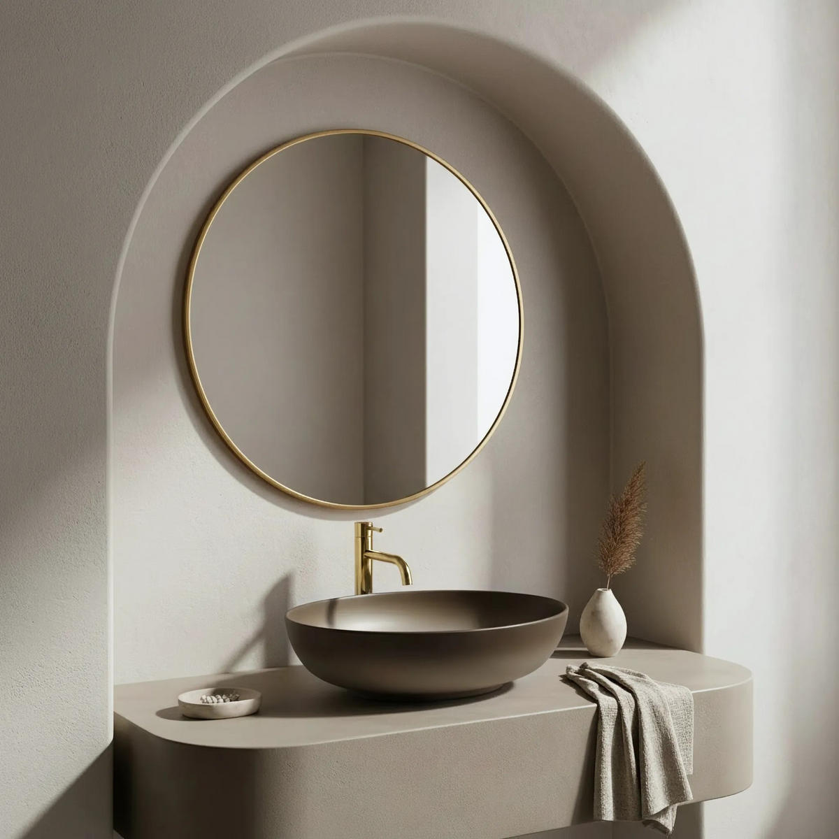 AUFSATZWASCHBECKEN Rea Carola Ombre - Beige, Keramik (39/14/51.5cm) - REA