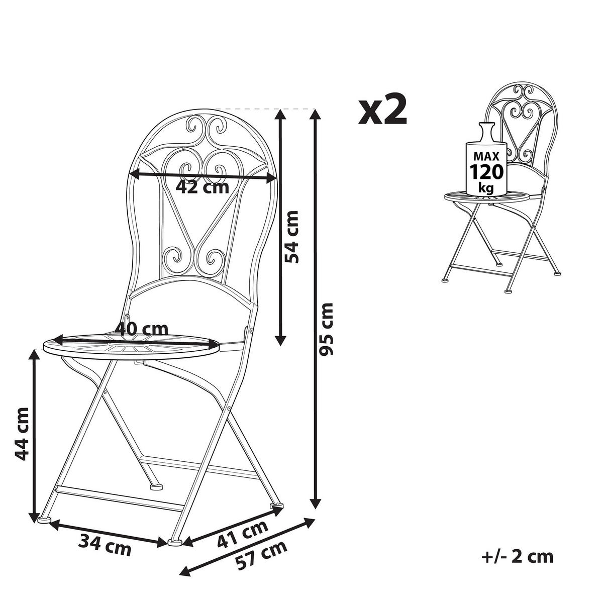 GARTENSTUHL 2er-Set Metall hellgrün Trento - Grün, Metall (42/95/57cm) - Beliani