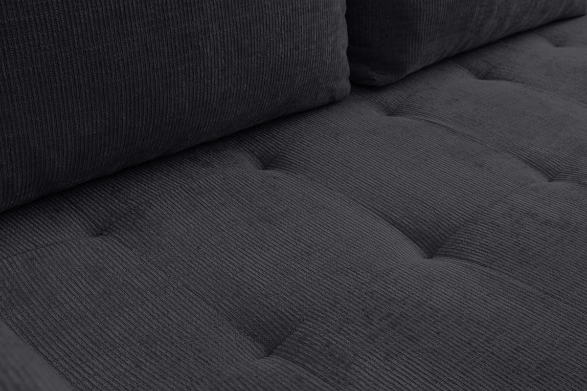 ECKSOFA Lucky in L-Form mit Schlaffunktion und Bettkasten, Farbe: Schwarz, Strukturstoff, Ottomane Links oder Rechts - Schwarz, Textil (275/160cm) - VENASI MÖBEL