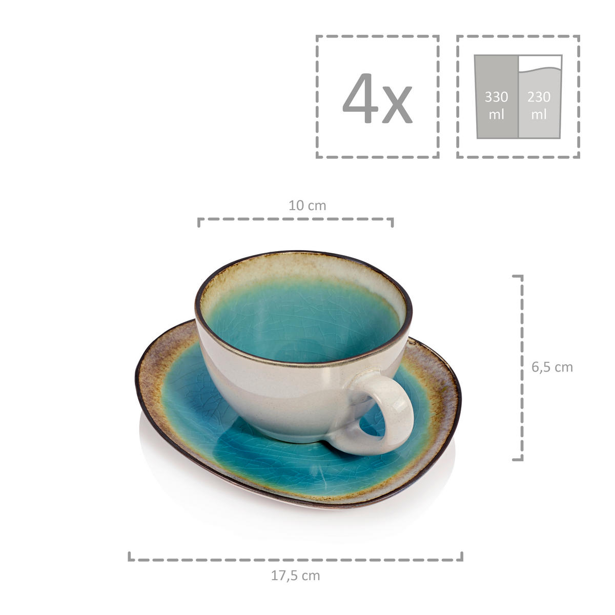KAFFEESERVICE CAPRI - 12 teilig aus Steingut - Pastellblau, Keramik (31/24/24cm) - Sänger