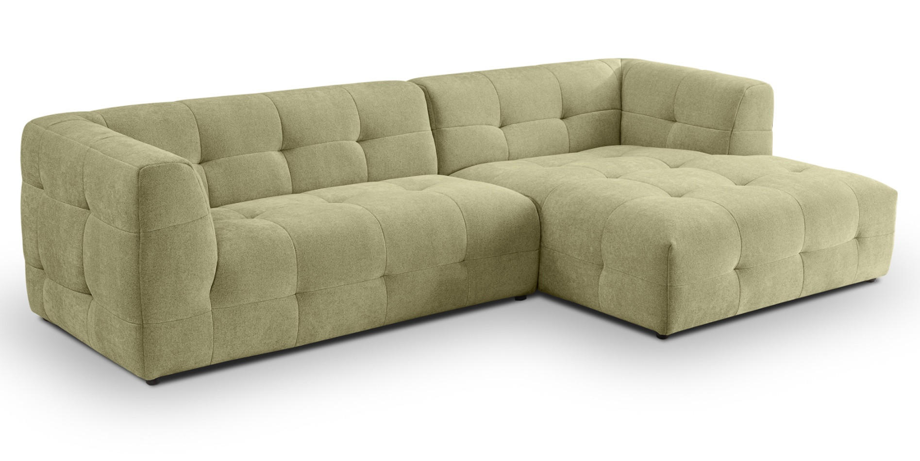 SOFA grün Webstoff 292 x 161 cm, Ecksofa 5-Sitzer, L-Sofa Ottomane rechts - Grün, Holz/Textil (292/161cm) - Inn.Furn