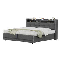 POLSTERBETT 160x200 Grau Leinen LED Stauraum - Grau, Textil (160/200cm) - FLIEKS