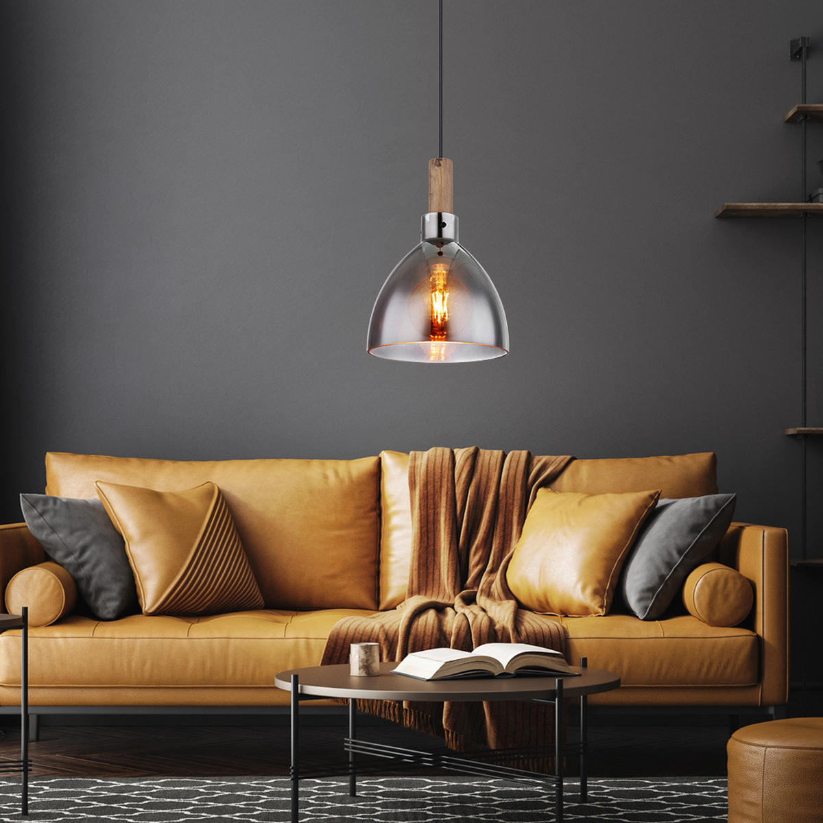 LED HÄNGELEUCHTE MATTEA Metall Grau - Grau, Glas (20/20/120cm) - Globo Lighting