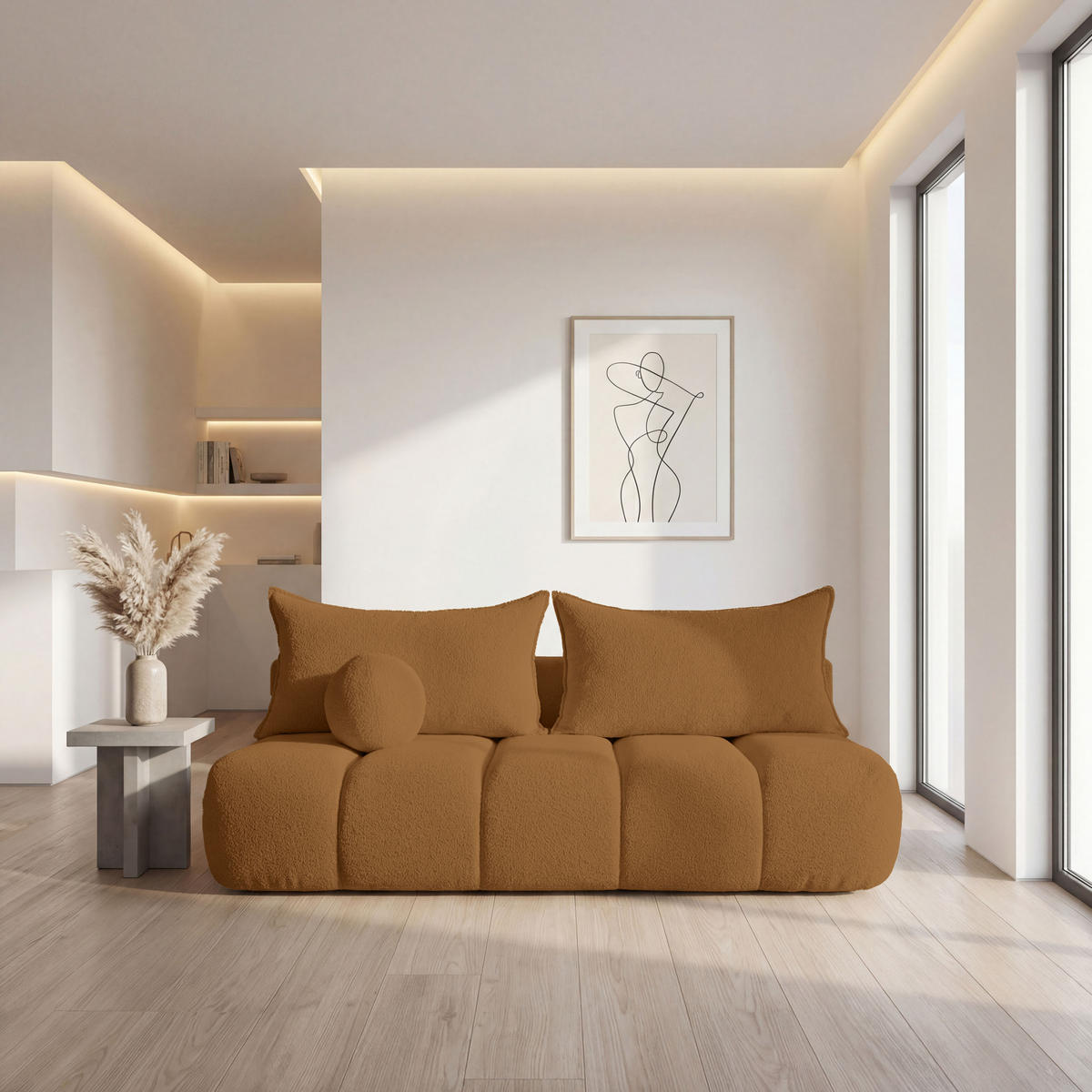 SCHLAFSOFA Milla mit Bettkasten, Bernstein Braun 205/97/85 cm - Bernsteinfarben, Textil/Metall (205/97/85cm) - WFL GROUP