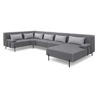 GARTENSOFA BORNEO XL Wetterfest 370x222x86 cm, Links, Solide Konstruktion, HR-Schaumfüllung, Wetterfeste Bezugstoff, Grau - Grau, Holz/Metall (370/86/222cm) - Trada