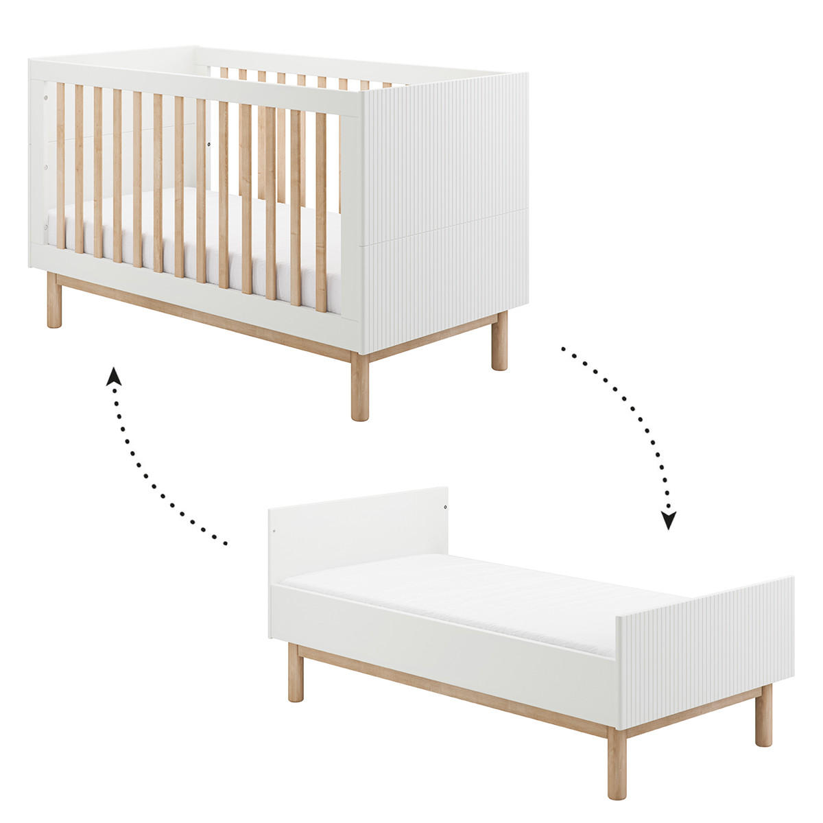 POKOJ PRO MIMINKO 3DÍLNÝ Miloo Bílá - bílá, kompozitní dřevo (143.5/87.5/75cm) - Petits-meubles