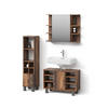 BADMÖBEL-SET Fucino Eiche rustikal 3 Teile, mit Midischrank Tür klein - Wildeiche, Holzwerkstoff (60/54/32cm) - Livinity®