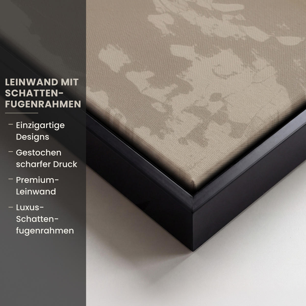 LEINWAND Bilder mit Rahmen - Gesicht - Frau - Blätter - Gold - 90x60 - Beige, Textil (90/60cm) - MuchoWow