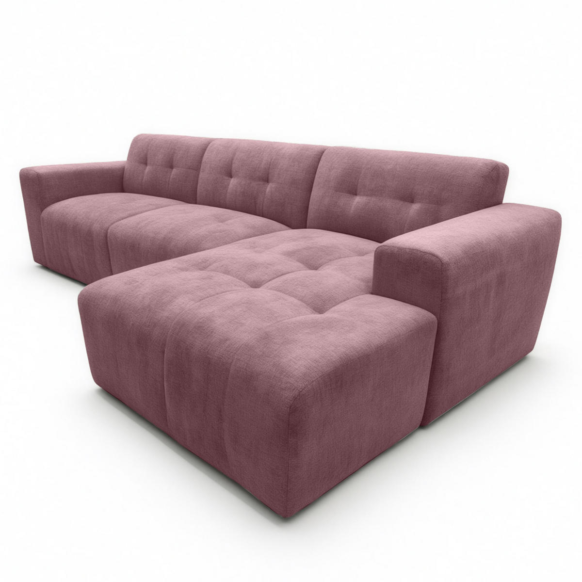 ECKSOFA L Form Corlu Rosa 310/165/78 cm – stilvolle kleine Eckcouch Rechts - Schwarz/Rosa, Kunststoff/Textil (165/310cm) - AX Living