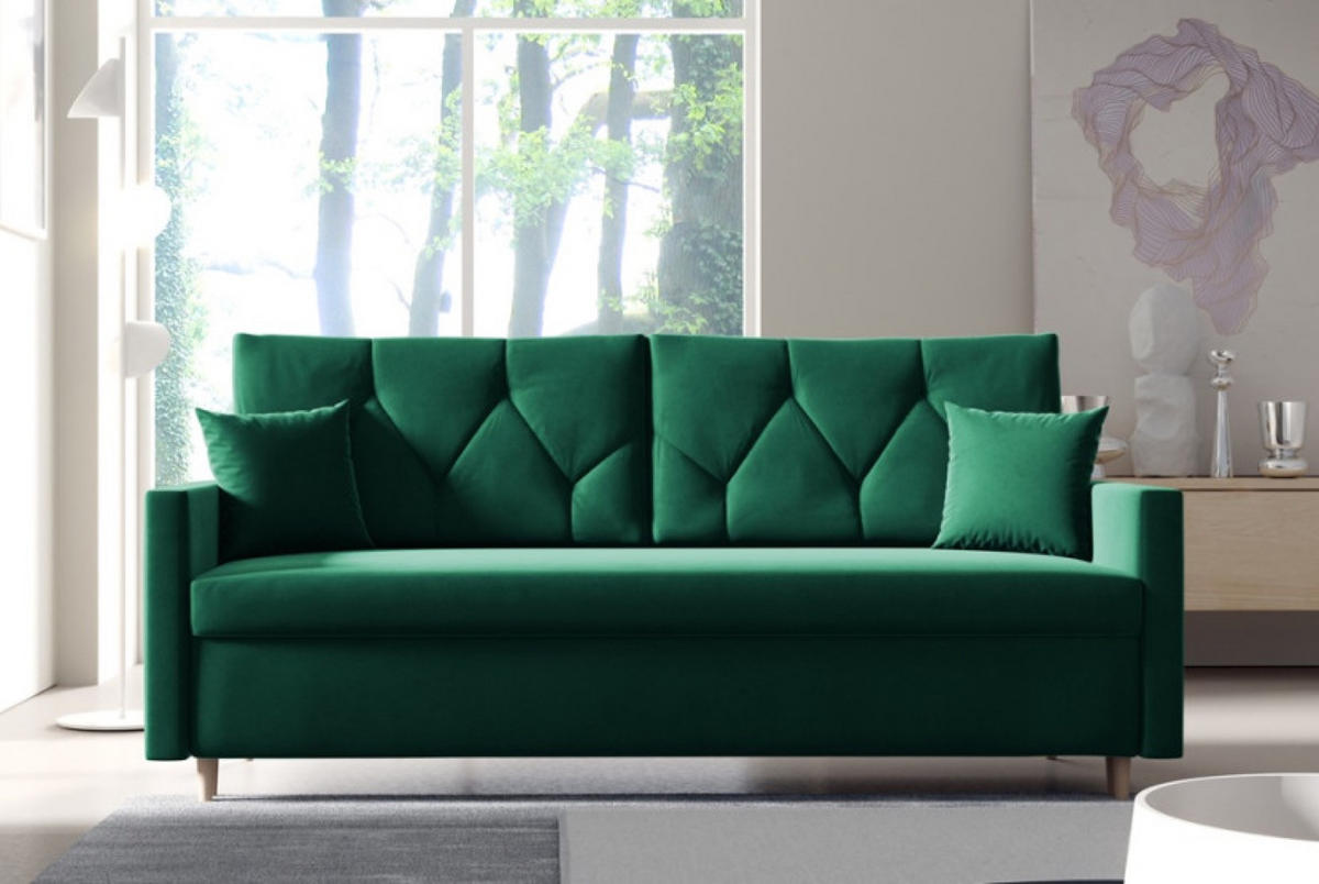 SOFA Flaschengrün ARO Mit Schlaffunktion - Grün, Textil (217/100/87cm) - Sepro Meble
