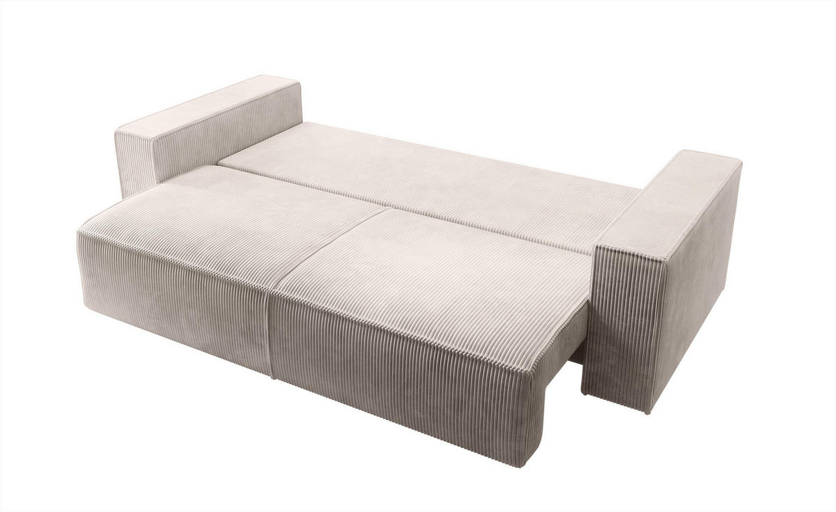 SCHLAFSOFA Farese Cremeweiß Cordbezug - Creme/Schwarz, Kunststoff/Textil (257/85/102cm) - Selsey