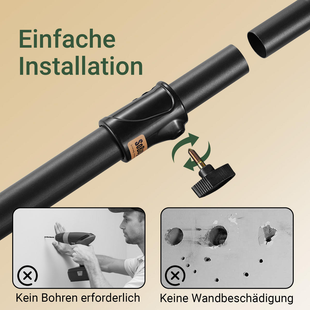 TELESKOP GARDEROBEN SYSTEM Schwarz - Schwarz, Kunststoff (226/285/3cm) - SoBuy