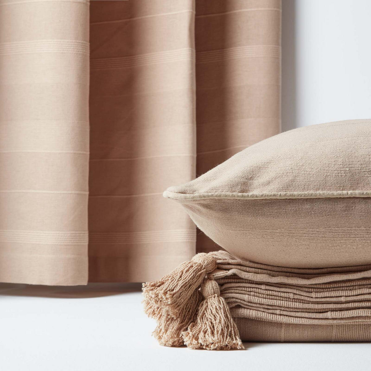 WOHNDECKE Rajput 150/200 cm, 100% Baumwolle - Beige, Textil (150/200cm) - Homescapes