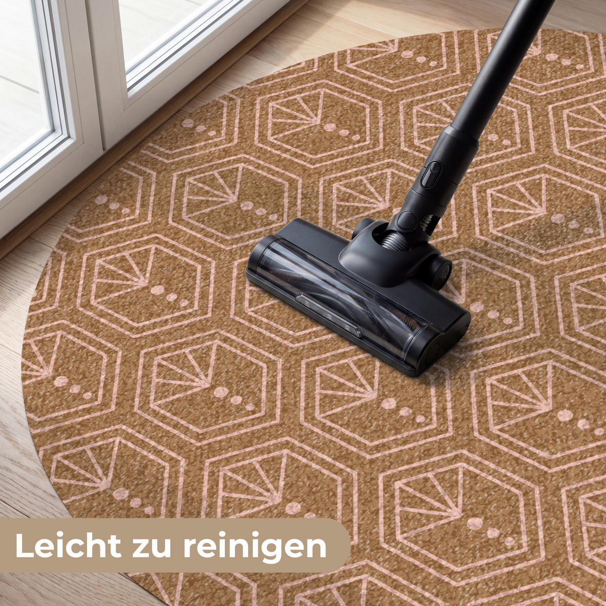 FUSSMATTE Braun - Rosa - Geometrisch - Gemustert Türmatte 120x120 cm - Braun, Kunststoff (120/120cm) - MuchoWow