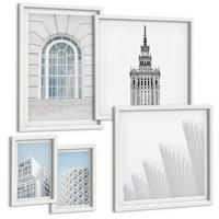 BILDER SET 5er Set - 50x50 cm & 20x30 cm & 40x60 cm Weißer Rahmen - Moderne Architekturgeometrie - Weiß, Kunststoff (40/60cm) - TULUP