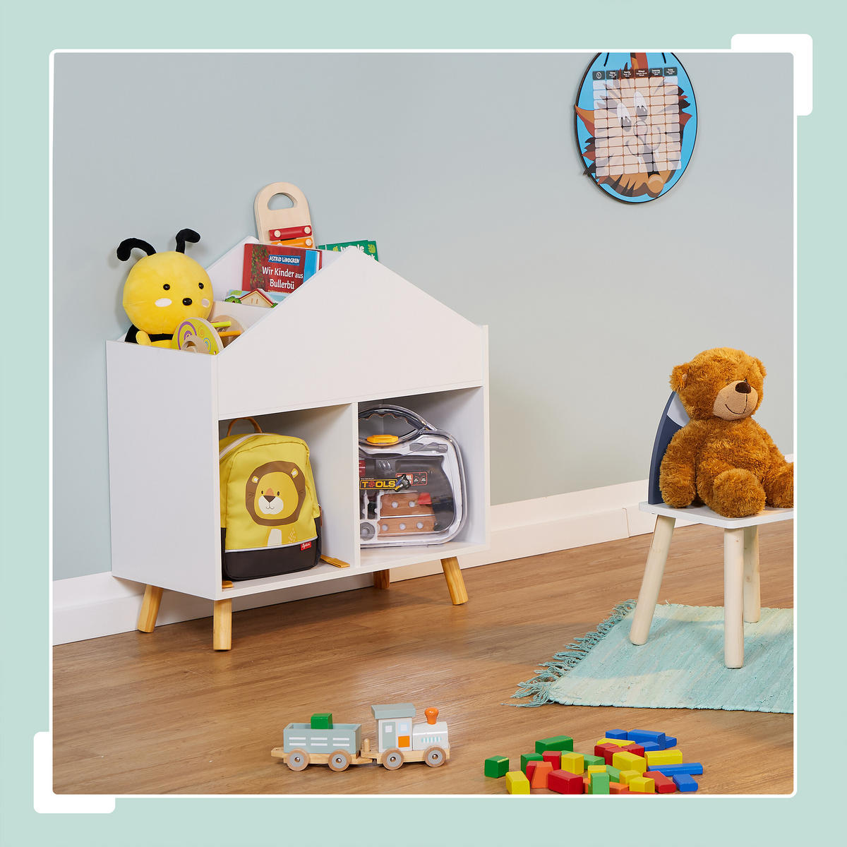 KINDERREGAL - Weiß, Holz/Holzwerkstoff (60/64.5/30cm) - Relaxdays