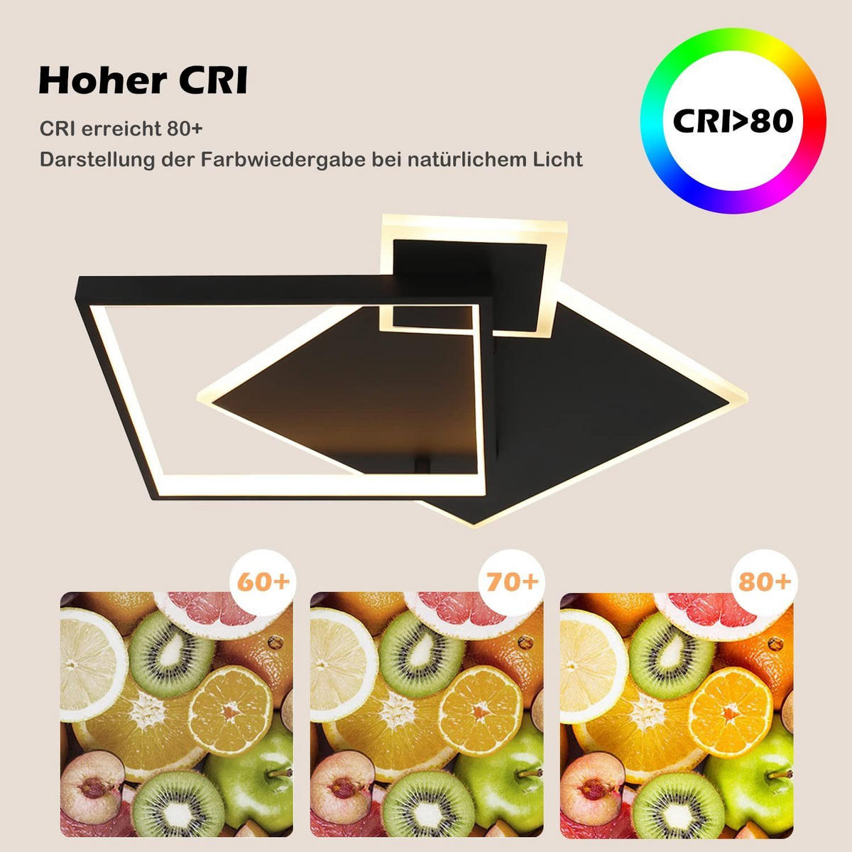 LED-DECKENLEUCHTE Maximilian 46/45/8 cm - Schwarz, Metall (46/45/8cm) - Nettlife
