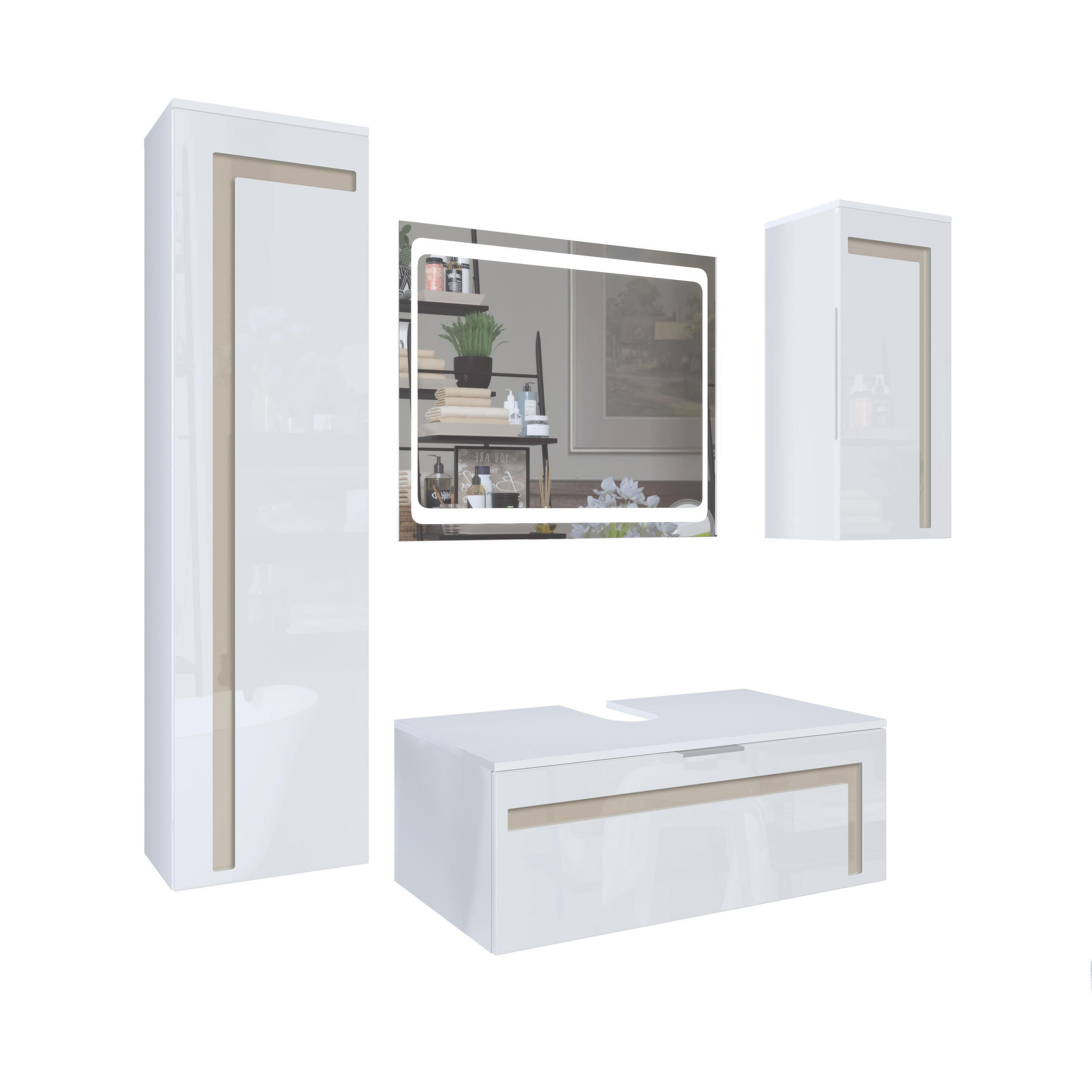 Vladon Badmöbelset Sand 200x193x51 cm
