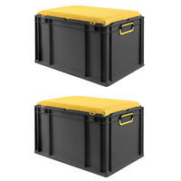 EUROBOX 2x NextGen Seat Gelb, HxBxT 36,5x40x60cm, 65 Liter, Griffe geschlossen, Schwarz - Schwarz, Kunststoff (40/36.5/60cm) - PROREGAL