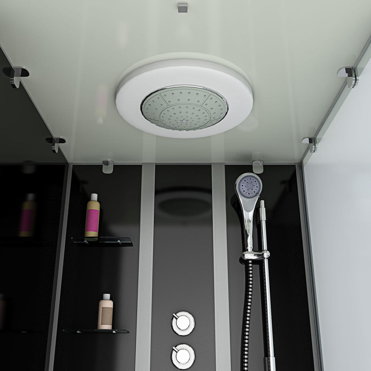 WHIRLPOOL Dusche Kombination K05-L32-WP 180x90 cm - Schwarz, Glas/Kunststoff (90/225/180cm) - AcquaVapore by Sandra Jentho