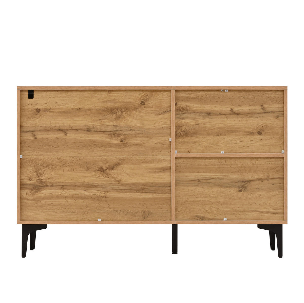 SIDEBOARD 120/35/76 cm in Natur/Schwarz mit 1 Tür, 3 Schubladen und Metallfüßen - Schwarz, Holzwerkstoff (120/76/35cm) - Flora Grace