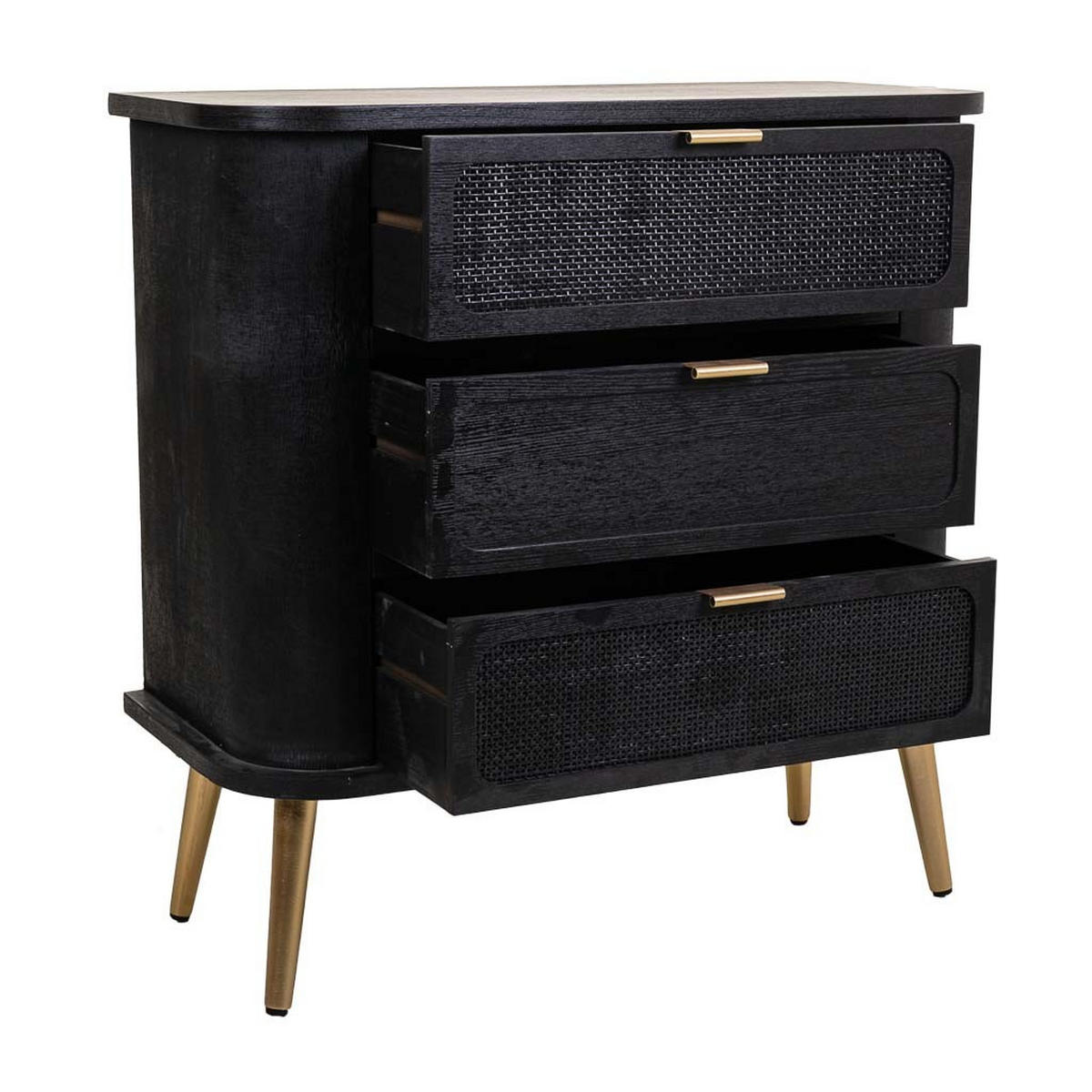 KOMMODE aus Holz und netz, schwarz 80x35x81 - Schwarz, Holzwerkstoff (80/81/35cm) - Wanderlust