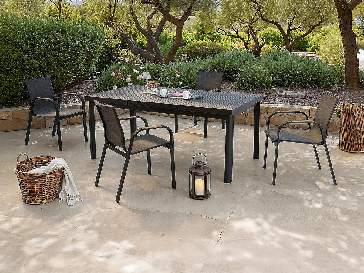 GARTENESSGRUPPE im Set - 4 -Sitzer - Aluminium - anthrazitgrau - ZEYVA - Anthrazit, Metall - Vente-Unique