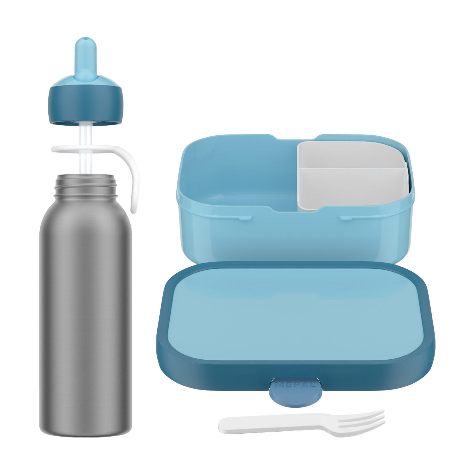 LUNCHSET MIT THERMOFLASCHE Campus Cool Blue 2er Set - Blau, Kunststoff (1/1/1cm) - Mepal